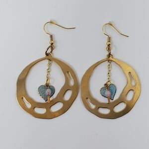 HANDMADE Hoop Earrings with Leaf Charm